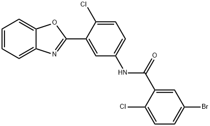N-[3-(1,3-benzoxazol-2-yl)-4-chlorophenyl]-5-bromo-2-chlorobenzamide 结构式