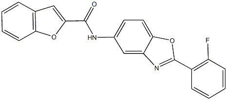 N-[2-(2-fluorophenyl)-1,3-benzoxazol-5-yl]-1-benzofuran-2-carboxamide 结构式