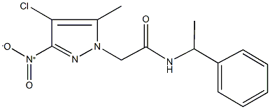 2-{4-chloro-3-nitro-5-methyl-1H-pyrazol-1-yl}-N-(1-phenylethyl)acetamide 结构式