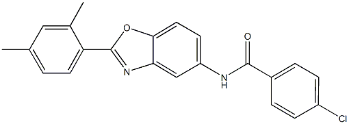 4-chloro-N-[2-(2,4-dimethylphenyl)-1,3-benzoxazol-5-yl]benzamide 结构式