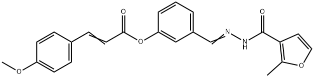 3-[2-(2-methyl-3-furoyl)carbohydrazonoyl]phenyl 3-(4-methoxyphenyl)acrylate 结构式