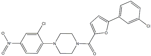 1-{2-chloro-4-nitrophenyl}-4-[5-(3-chlorophenyl)-2-furoyl]piperazine 结构式