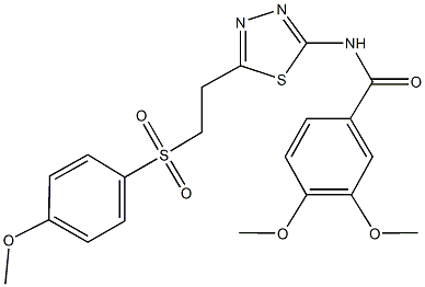 3,4-dimethoxy-N-(5-{2-[(4-methoxyphenyl)sulfonyl]ethyl}-1,3,4-thiadiazol-2-yl)benzamide 结构式