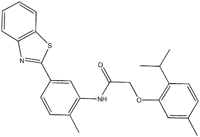 N-[5-(1,3-benzothiazol-2-yl)-2-methylphenyl]-2-(2-isopropyl-5-methylphenoxy)acetamide 结构式