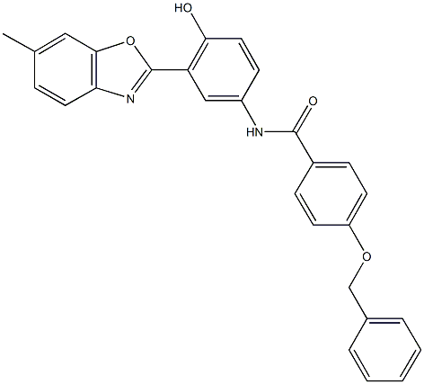 4-(benzyloxy)-N-[4-hydroxy-3-(6-methyl-1,3-benzoxazol-2-yl)phenyl]benzamide 结构式