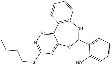 2-[3-(butylsulfanyl)-6,7-dihydro[1,2,4]triazino[5,6-d][3,1]benzoxazepin-6-yl]phenol 结构式