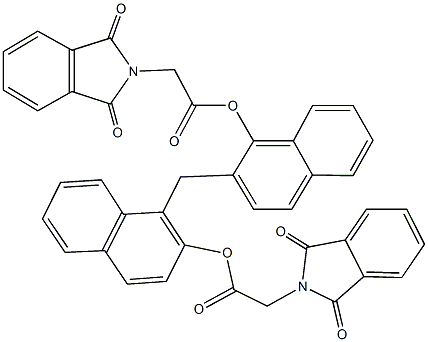 1-[(1-{[2-(1,3-dioxo-1,3-dihydro-2H-isoindol-2-yl)acetyl]oxy}-2-naphthyl)methyl]-2-naphthyl (1,3-dioxo-1,3-dihydro-2H-isoindol-2-yl)acetate 结构式