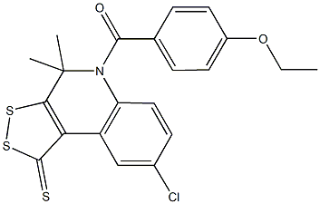 8-chloro-5-(4-ethoxybenzoyl)-4,4-dimethyl-4,5-dihydro-1H-[1,2]dithiolo[3,4-c]quinoline-1-thione 结构式