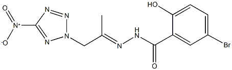 5-bromo-2-hydroxy-N'-(2-{5-nitro-2H-tetraazol-2-yl}-1-methylethylidene)benzohydrazide 结构式