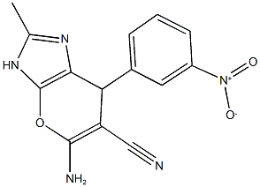 5-amino-7-{3-nitrophenyl}-2-methyl-3,7-dihydropyrano[2,3-d]imidazole-6-carbonitrile 结构式