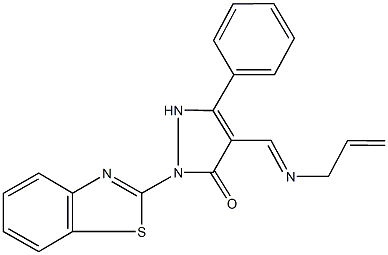 4-[(allylimino)methyl]-2-(1,3-benzothiazol-2-yl)-5-phenyl-1,2-dihydro-3H-pyrazol-3-one 结构式