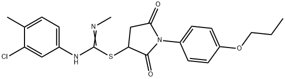 2,5-dioxo-1-(4-propoxyphenyl)-3-pyrrolidinyl N'-(3-chloro-4-methylphenyl)-N-methylimidothiocarbamate 结构式