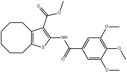 methyl 2-[(3,4,5-trimethoxybenzoyl)amino]-4,5,6,7,8,9-hexahydrocycloocta[b]thiophene-3-carboxylate 结构式