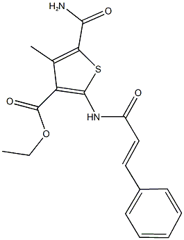 ethyl 5-(aminocarbonyl)-2-(cinnamoylamino)-4-methyl-3-thiophenecarboxylate 结构式