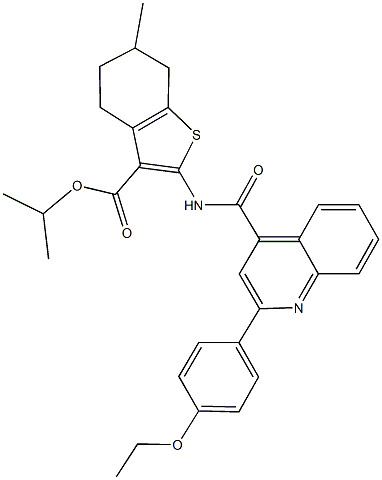 isopropyl 2-({[2-(4-ethoxyphenyl)-4-quinolinyl]carbonyl}amino)-6-methyl-4,5,6,7-tetrahydro-1-benzothiophene-3-carboxylate 结构式