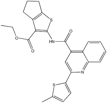 ethyl 2-({[2-(5-methyl-2-thienyl)-4-quinolinyl]carbonyl}amino)-5,6-dihydro-4H-cyclopenta[b]thiophene-3-carboxylate 结构式