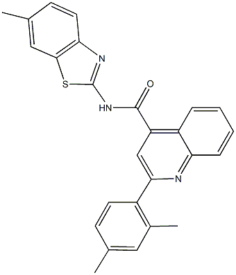 2-(2,4-dimethylphenyl)-N-(6-methyl-1,3-benzothiazol-2-yl)-4-quinolinecarboxamide 结构式