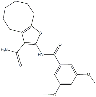 2-[(3,5-dimethoxybenzoyl)amino]-4,5,6,7,8,9-hexahydrocycloocta[b]thiophene-3-carboxamide 结构式