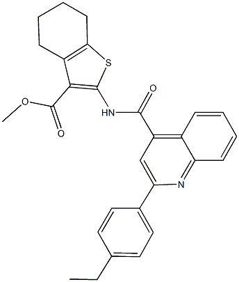 methyl 2-({[2-(4-ethylphenyl)-4-quinolinyl]carbonyl}amino)-4,5,6,7-tetrahydro-1-benzothiophene-3-carboxylate 结构式