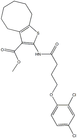 methyl 2-{[4-(2,4-dichlorophenoxy)butanoyl]amino}-4,5,6,7,8,9-hexahydrocycloocta[b]thiophene-3-carboxylate 结构式