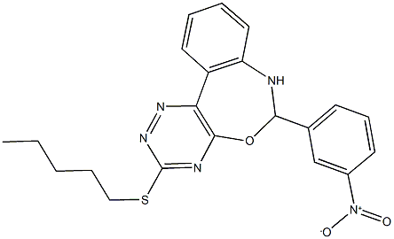 6-{3-nitrophenyl}-3-(pentylsulfanyl)-6,7-dihydro[1,2,4]triazino[5,6-d][3,1]benzoxazepine 结构式