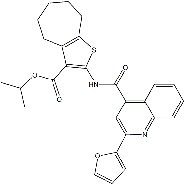 isopropyl 2-({[2-(2-furyl)-4-quinolinyl]carbonyl}amino)-5,6,7,8-tetrahydro-4H-cyclohepta[b]thiophene-3-carboxylate 结构式