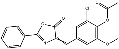 2-chloro-6-methoxy-4-[(5-oxo-2-phenyl-1,3-oxazol-4(5H)-ylidene)methyl]phenyl acetate 结构式