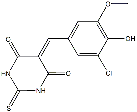 5-(3-chloro-4-hydroxy-5-methoxybenzylidene)-2-thioxodihydro-4,6(1H,5H)-pyrimidinedione 结构式