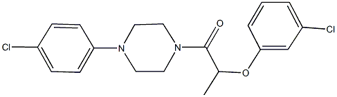 1-[2-(3-chlorophenoxy)propanoyl]-4-(4-chlorophenyl)piperazine 结构式