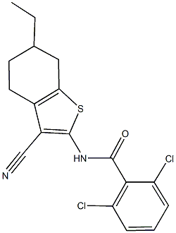 2,6-dichloro-N-(3-cyano-6-ethyl-4,5,6,7-tetrahydro-1-benzothien-2-yl)benzamide 结构式