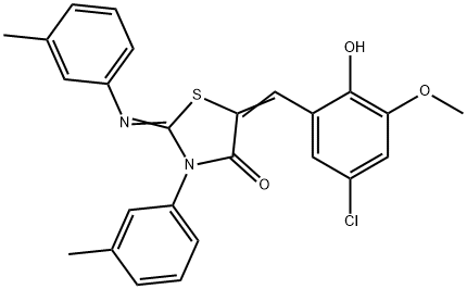 5-(5-chloro-2-hydroxy-3-methoxybenzylidene)-3-(3-methylphenyl)-2-[(3-methylphenyl)imino]-1,3-thiazolidin-4-one 结构式