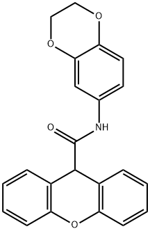 N-(2,3-dihydro-1,4-benzodioxin-6-yl)-9H-xanthene-9-carboxamide 结构式