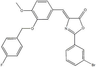 2-(3-bromophenyl)-4-{3-[(4-fluorobenzyl)oxy]-4-methoxybenzylidene}-1,3-oxazol-5(4H)-one 结构式