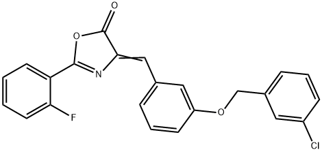 4-{3-[(3-chlorobenzyl)oxy]benzylidene}-2-(2-fluorophenyl)-1,3-oxazol-5(4H)-one 结构式