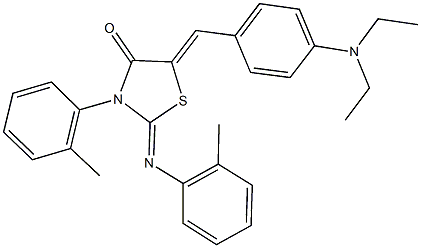 5-[4-(diethylamino)benzylidene]-3-(2-methylphenyl)-2-[(2-methylphenyl)imino]-1,3-thiazolidin-4-one 结构式
