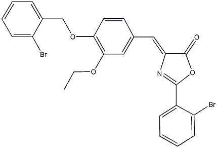 4-{4-[(2-bromobenzyl)oxy]-3-ethoxybenzylidene}-2-(2-bromophenyl)-1,3-oxazol-5(4H)-one 结构式