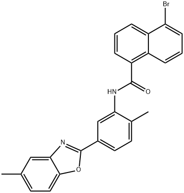 5-bromo-N-[2-methyl-5-(5-methyl-1,3-benzoxazol-2-yl)phenyl]-1-naphthamide 结构式