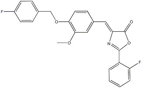 4-{4-[(4-fluorobenzyl)oxy]-3-methoxybenzylidene}-2-(2-fluorophenyl)-1,3-oxazol-5(4H)-one 结构式