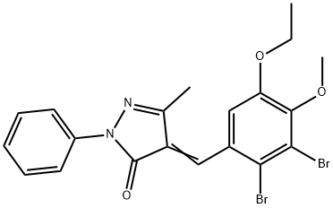 4-(2,3-dibromo-5-ethoxy-4-methoxybenzylidene)-5-methyl-2-phenyl-2,4-dihydro-3H-pyrazol-3-one 结构式