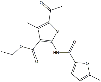 ethyl 5-acetyl-4-methyl-2-[(5-methyl-2-furoyl)amino]-3-thiophenecarboxylate 结构式