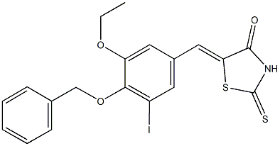 5-[4-(benzyloxy)-3-ethoxy-5-iodobenzylidene]-2-thioxo-1,3-thiazolidin-4-one 结构式