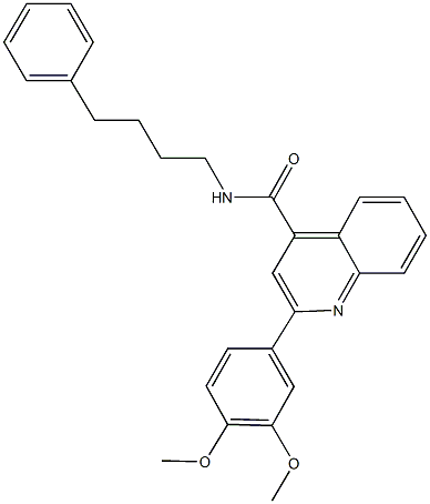 2-(3,4-dimethoxyphenyl)-N-(4-phenylbutyl)-4-quinolinecarboxamide 结构式
