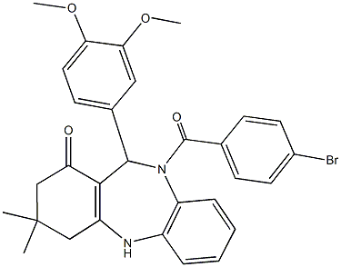 10-(4-bromobenzoyl)-11-(3,4-dimethoxyphenyl)-3,3-dimethyl-2,3,4,5,10,11-hexahydro-1H-dibenzo[b,e][1,4]diazepin-1-one 结构式