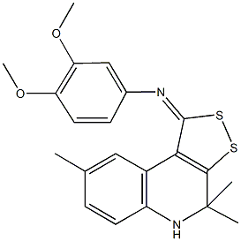 N-(3,4-dimethoxyphenyl)-N-(4,4,8-trimethyl-4,5-dihydro-1H-[1,2]dithiolo[3,4-c]quinolin-1-ylidene)amine 结构式
