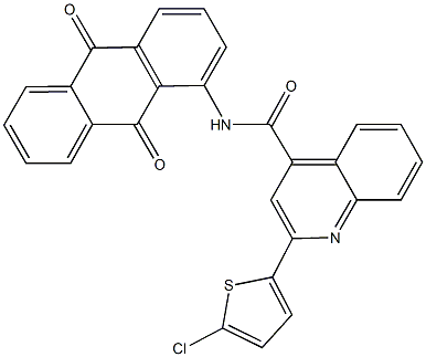 2-(5-chloro-2-thienyl)-N-(9,10-dioxo-9,10-dihydro-1-anthracenyl)-4-quinolinecarboxamide 结构式
