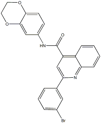 2-(3-bromophenyl)-N-(2,3-dihydro-1,4-benzodioxin-6-yl)-4-quinolinecarboxamide 结构式