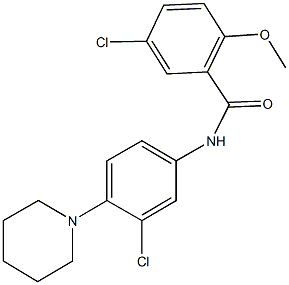 5-chloro-N-[3-chloro-4-(1-piperidinyl)phenyl]-2-methoxybenzamide 结构式