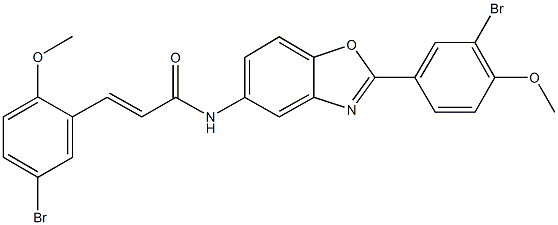 3-(5-bromo-2-methoxyphenyl)-N-[2-(3-bromo-4-methoxyphenyl)-1,3-benzoxazol-5-yl]acrylamide 结构式