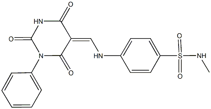 N-methyl-4-{[(2,4,6-trioxo-1-phenyltetrahydro-5(2H)-pyrimidinylidene)methyl]amino}benzenesulfonamide 结构式