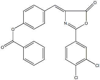 4-[(2-(3,4-dichlorophenyl)-5-oxo-1,3-oxazol-4(5H)-ylidene)methyl]phenyl benzoate 结构式